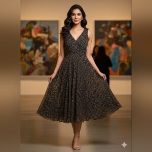 Evan-Picone dress with Abstract print and V neckline